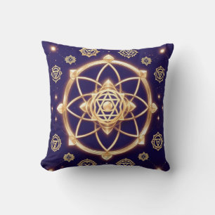 Coussin Géométrie Céleste de Lumière — Motif Sacré
