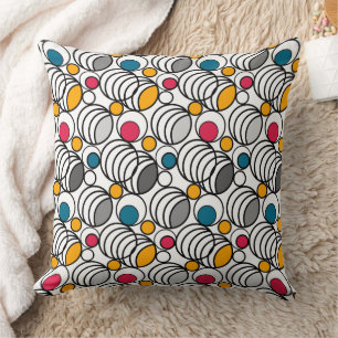 Coussin Géométrie cercles et anneaux décoration rétro anné