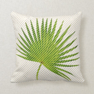 Coussin Géométrie dorée à feuilles vertes tropicales B