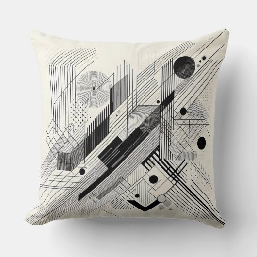 Coussin Géométrie dynamique noir et blanc (Recto)