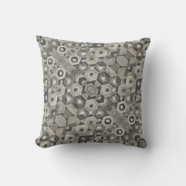 Coussin Géométrie en niveaux de gris (Recto)