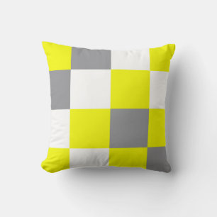 Coussin Géométrie funky Art Abstrait gris jaune blanc