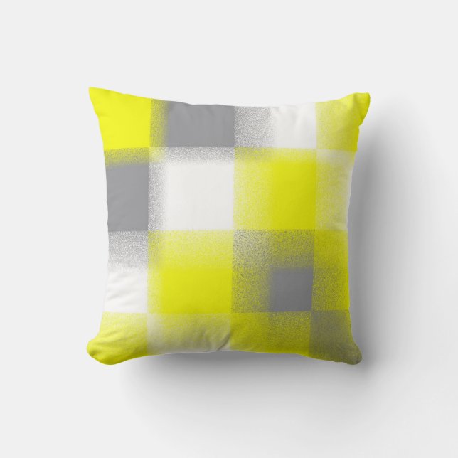 Coussin Géométrie funky Art Abstrait gris jaune blanc (Recto)