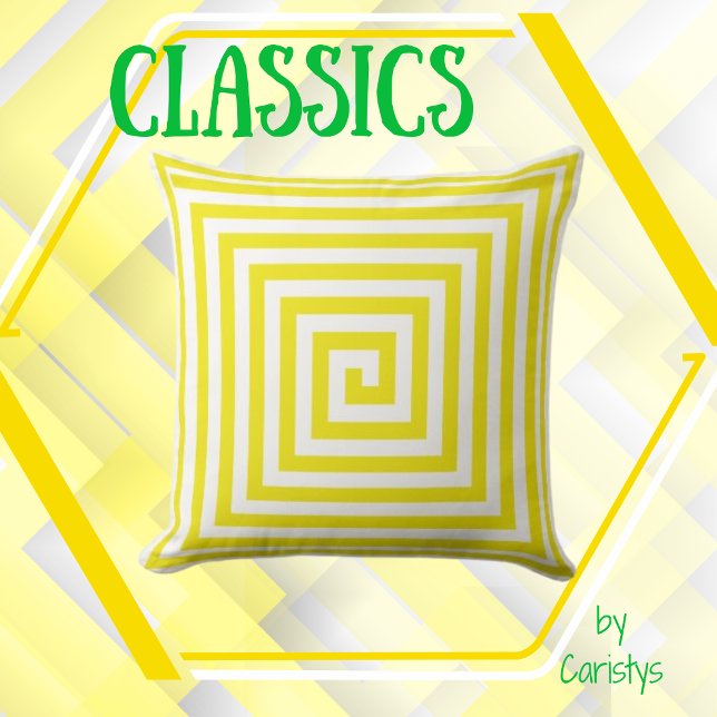 Coussin Géométrie jaune et blanc - Inverse solide (Créateur téléchargé)