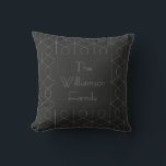 Coussin Géométrie linéaire Art déco en noir Personnalisé<br><div class="desc">Oreiller à lancer noir et blanc Motif de géométrie linéaire Art déco personnalisé</div>