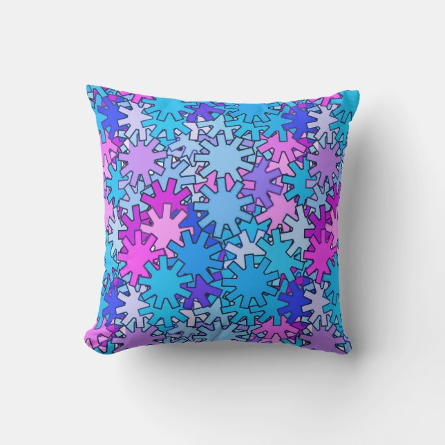 Coussin Géométrie moderne, bleu, violet et orchidée (Recto)