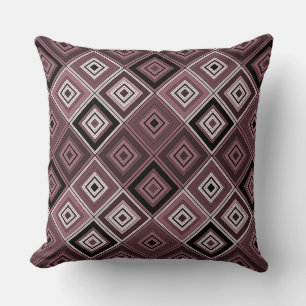 Coussin Géométrie patchwork ethnique marron bordeaux
