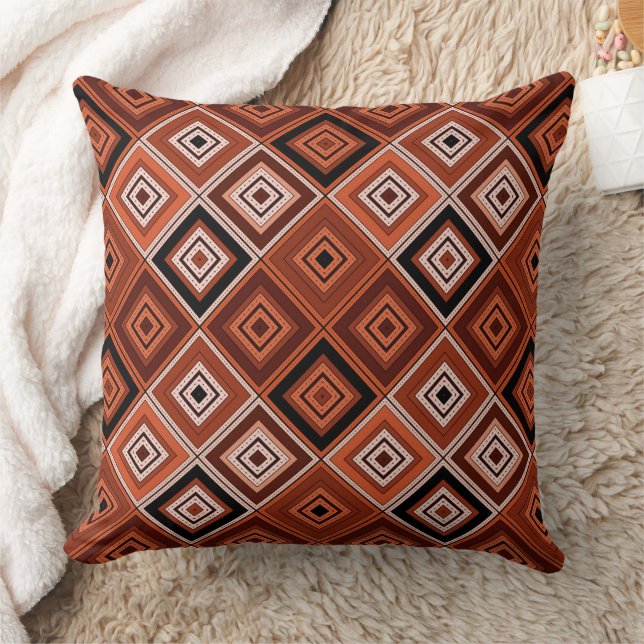 Coussin Géométrie patchwork ethnique marron orange  (Couverture)