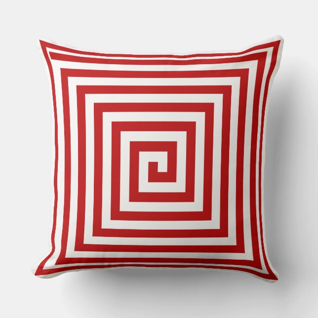 Coussin Géométrie rouge et blanche - Inverse solide (Recto)