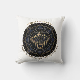 Coussin Géométrie sacrée Fusion Nature • Montagnes et Forê