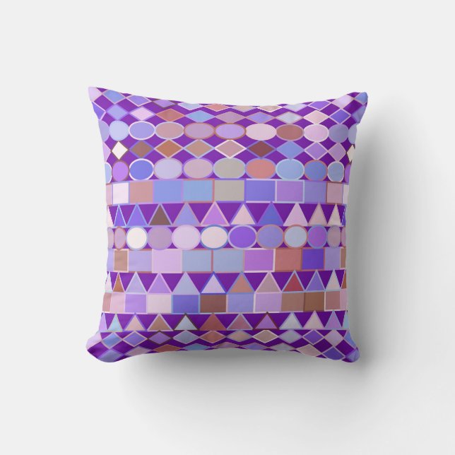 Coussin Géométrie Tribale moderne, Améthyste pourpre et ta (Recto)