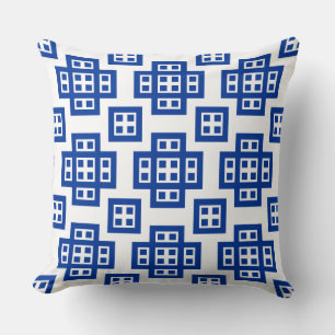 Coussin Géométrique 030614 - Bleu de marine sur blanc