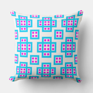 Coussin Géométrique 030614 - Ciel bleu et magenta sur blan