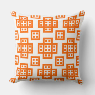 Coussin Géométrique 030614 - orange sur blanc