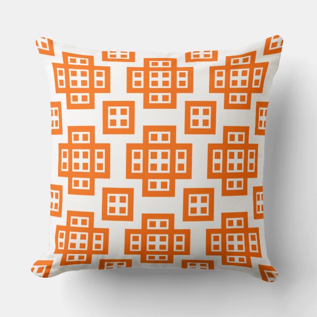 Coussin Géométrique 030614 - orange sur blanc (Recto)