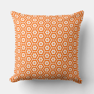 Coussin Géométrique 280514 (03) - orange sur blanc