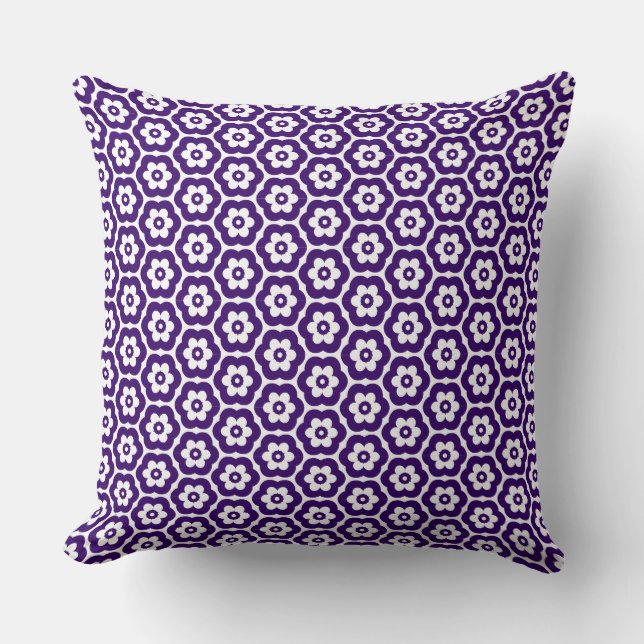 Coussin Géométrique 280514 (03) - Violet profond sur blanc (Recto)