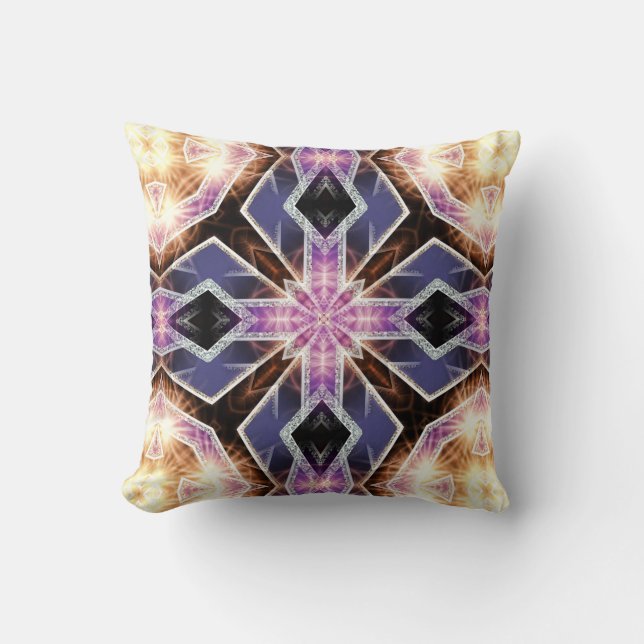 Coussin géométrique à cristal d'énergie violette (Recto)