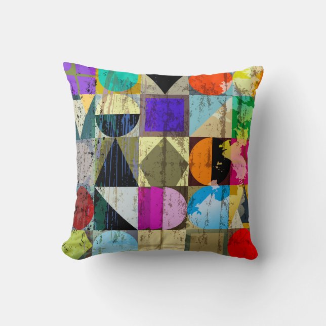 Coussin Géométrique Abstraite : contours et échelles (Recto)