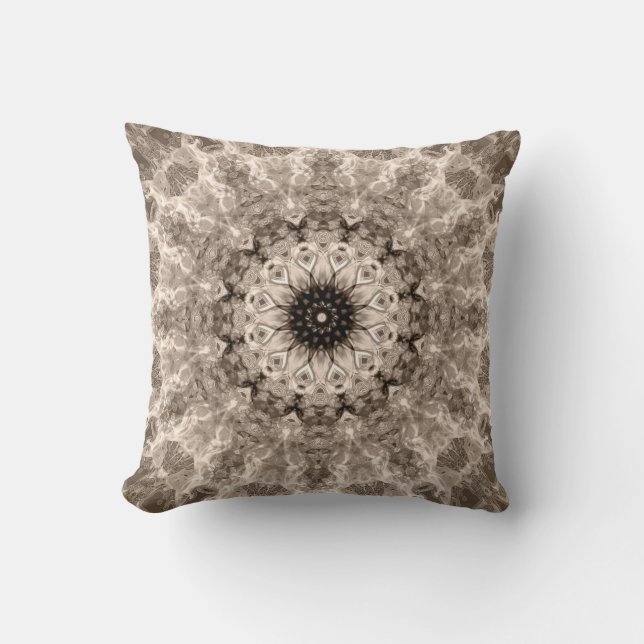 Coussin géométrique, beige, marron, mandalas (Recto)