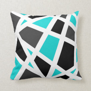 Coussin Géométrique blanc noir gris de turquoise