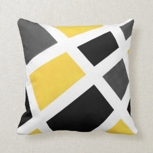 Coussin Géométrique blanc noir gris jaune