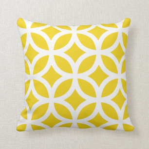 Coussin géométrique de motif dans jaune citron