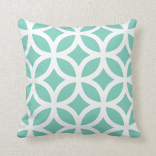 Coussin géométrique de motif en turquoise