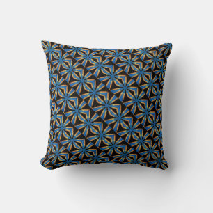 coussin géométrique de noir bleu
