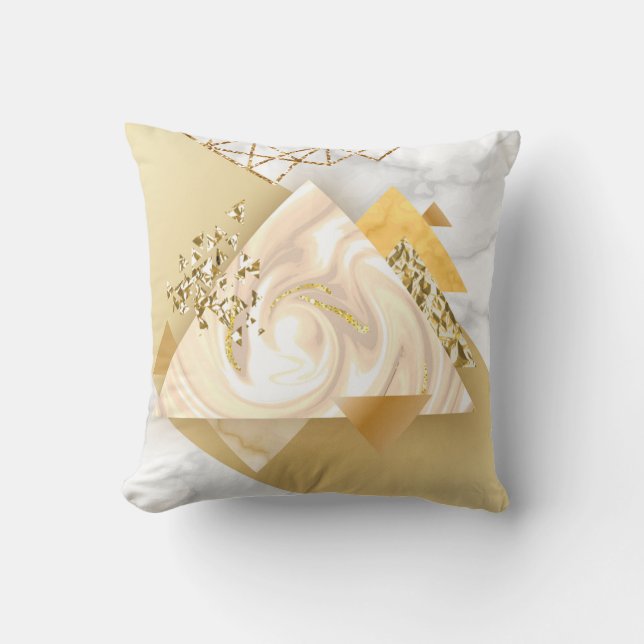 Coussin Géométrique dorée de luxe avec patte transparente  (Recto)