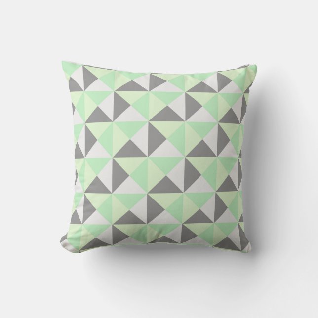Coussin géométrique gris vert en bon état de (Recto)