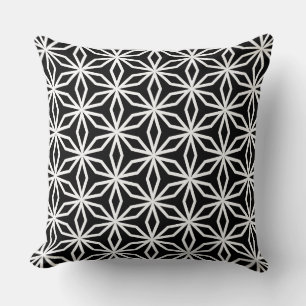 Coussin Géométrique Inspiré du Japonais Noir et Blanc