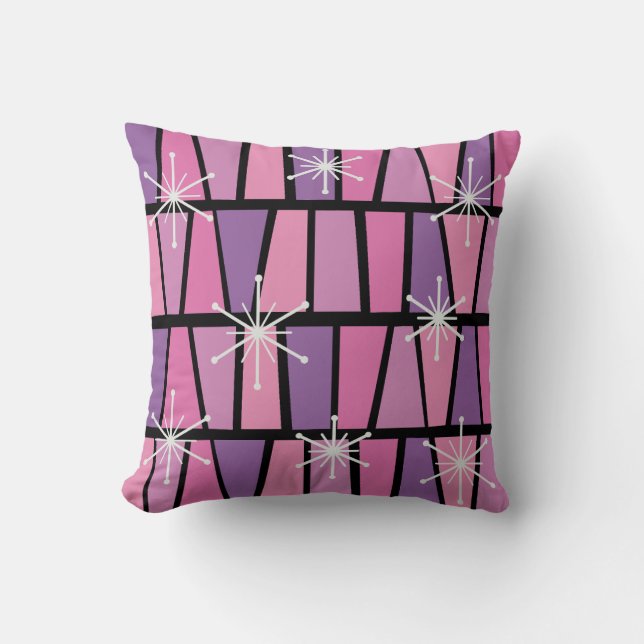 Coussin Géométrique MCM Abstrait Rose Violet (Recto)