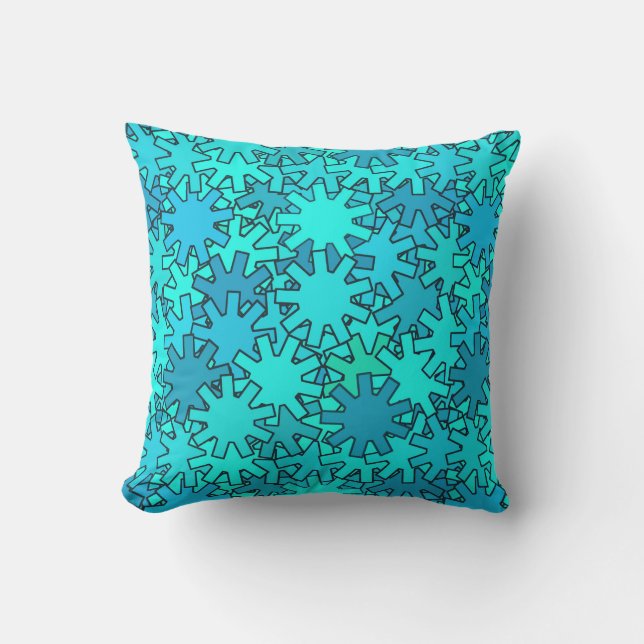 Coussin Géométrique moderne, bleu mer et turquoise (Recto)