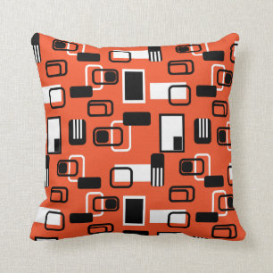 Coussin Géométrique moderne du milieu du siècle Orange Noi