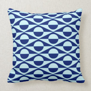 Coussin Géométrique moderne, indigo et bleu-clair