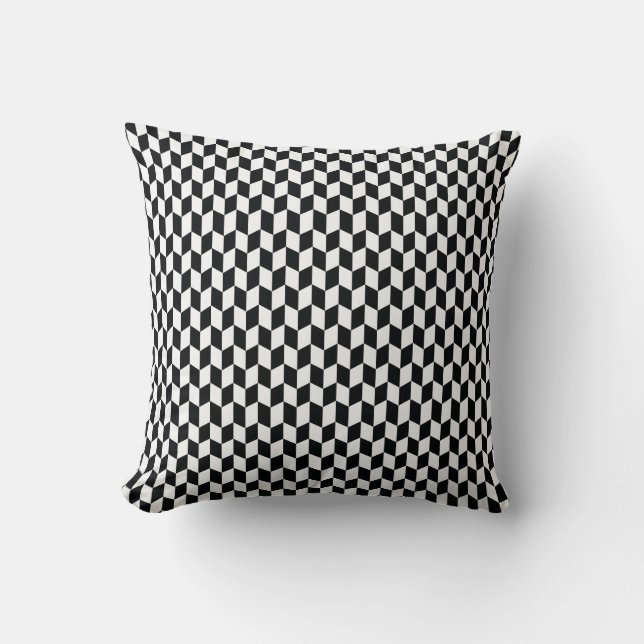 Coussin géométrique noir et blanc de motif (Recto)