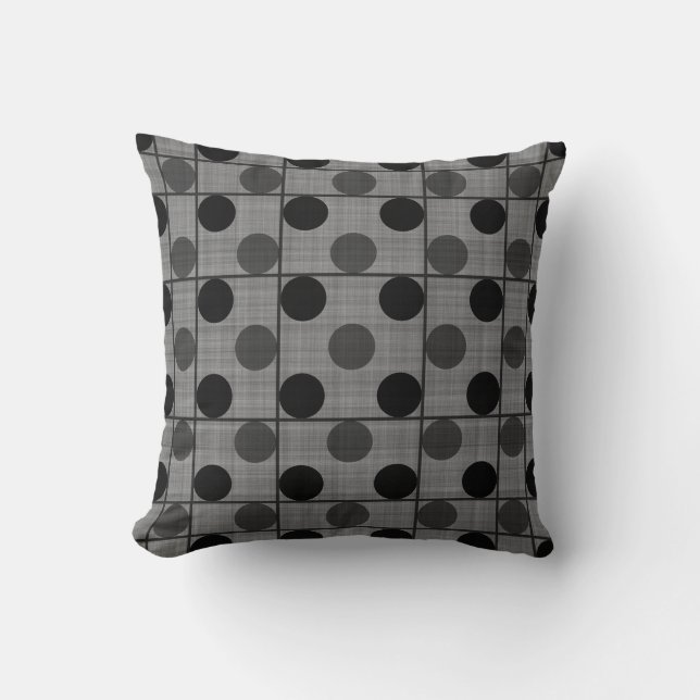 Coussin géométrique noir et gris texturé (Recto)