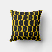 Coussin géométrique noir et jaune à orbite dorée (Verso)