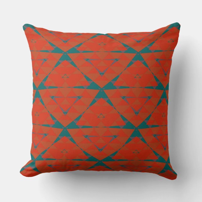 Coussin géométrique orange et turquoise (Recto)