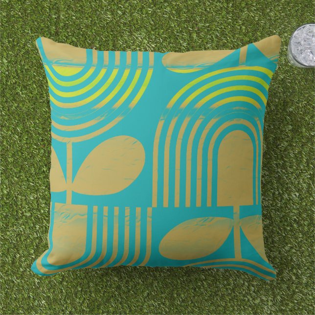 Coussin Géométrique Pastel d'Été Moderne (Herbe)