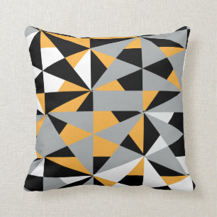 Coussin Géométrique Rétro Funky Mustard Jaune Blanc Noi