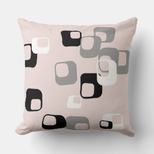 Coussin Géométrique rétro rose et gris