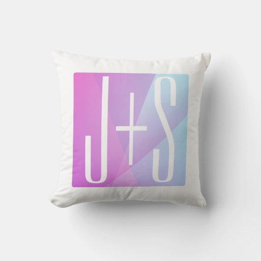 Coussin Géométrique Rose & Violet Cool | Initiales de Coup (Recto)
