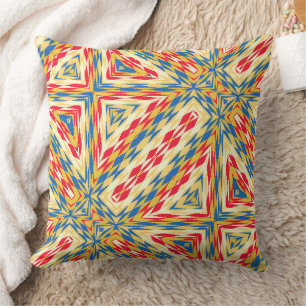 Coussin Géométrique rouge, jaune et bleu