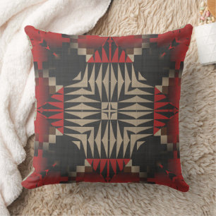Coussin Géométrique texturée rouge et noire