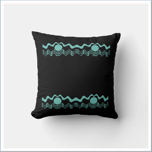 Coussin Géométrique tribal turquoise bleu et noir