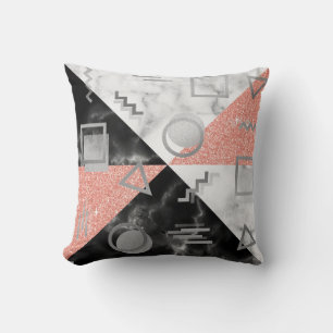 Coussin Geometry Black White Marble Rose Grey Parties scin