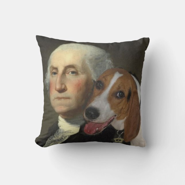 Coussin George Washington et son chien de renard (Recto)