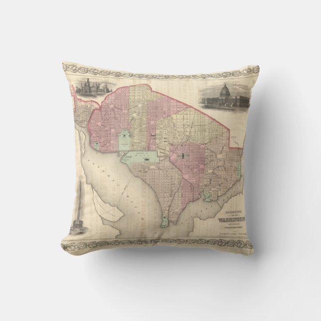 Coussin Georgetown et la ville de Washington (Recto)